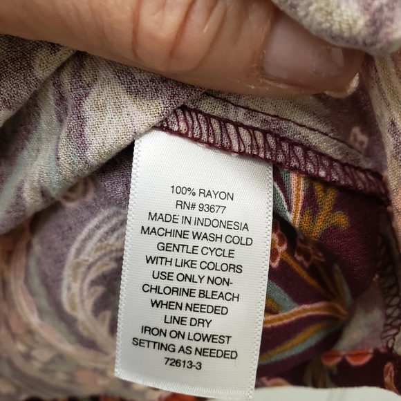 Soft, Slinky, pull over, purple, orange, paisley print tunic blouse 3X, NWT - Picture 10 of 14